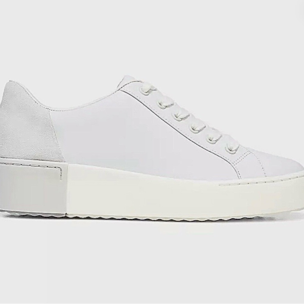 Vince White Leather Platform Sneakers with Cream Sole - Picture 7 of 8
